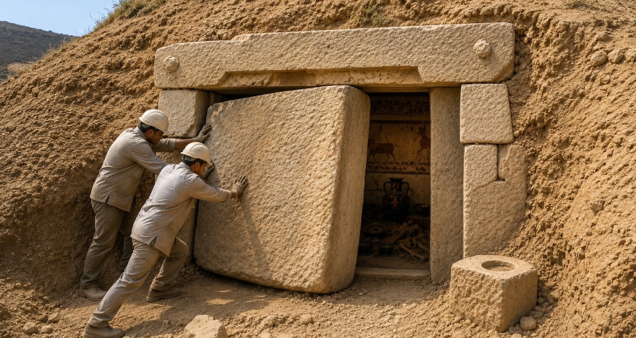 2 bin 600 yıl mühürlü kalmış: Dev taş bloğun arkasında bozulmamış bir mezar odası bulundu